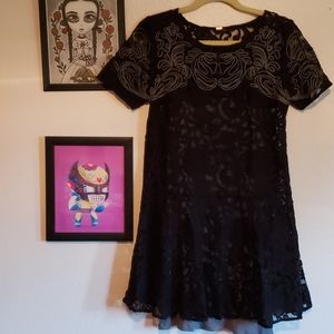 Free people black lace  mini dress